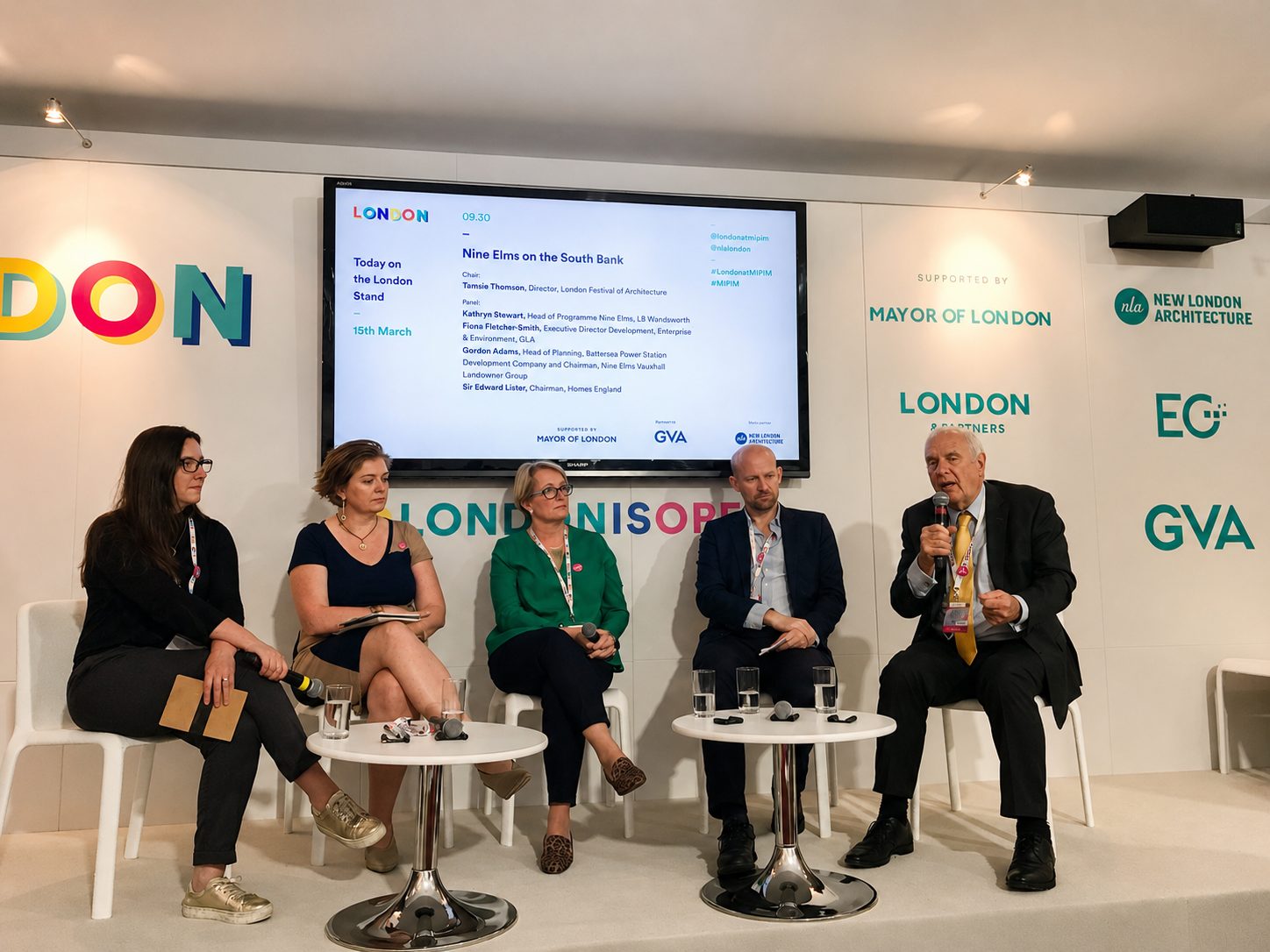 Gordon Adams on a panel at the London Stand discussing Nine Elms on the South Bank
